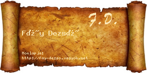 Fáy Dezső névjegykártya